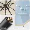 Mango Nuevo Mejorado Plegable Tres Veces Completamente Automático Gel de Color Alto Valor Portátil Femenino Protección Solar Protector Solar Sombrilla Dual para Sol y Lluvia
