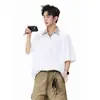 2026 Novo Estilo de Verão Masculino Retrô Americano Camiseta de Manga Curta Costurada Falsa Duas Peças - 230G Solona Camiseta Jovem