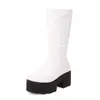 Comercio Exterior Transfronterizo 40-43 Europeo y Americano Tallas Grandes Amazon Botas de Mujer Otoño e Invierno Plataforma Impermeable Suela Gruesa Tacón Alto Botas Altas de Vaca