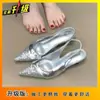 Sandálias de Salto Alto Stiletto Bico Fino Fechadas 2025 Verão Novo Estilo Salto Alto Feminino Costas Abertas Sapatos para o Trabalho Estilo Francês Sapatos Femininos