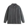 Suéter Retro Japonês Outono Primavera com Zíper Duplo Unissex Casual Neutro Street Tricô Cardigan Casaco para Casal
