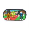Estojo de Lápis Estilo Cartoon Pixelado Transfronteiriço para Alunos do Ensino Fundamental, Bolsa de Lápis de Camada Única com Grande Capacidade para Armazenamento de Material Escolar