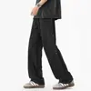 Pantalones casuales UOOHE de seda helada de secado rápido, estilo americano moderno para hombre, verano, finos, transpirables, holgados, rectos, de pierna ancha, largos