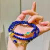 Pulseira de Múltiplos Círculos Design de Abelha Antiga em Cera de Abelha Natural Lápis Lazúli Retro de Alta Qualidade