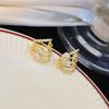 Pendientes de Oro Electrochapado Real Estilo Coreano Microincrustados Zirconia Súper Brillante Oro Múltiples Garras, Pendientes Elegantes de Zirconia Gota de Agua Minimalistas de Nicho