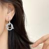 Pendientes de botón de plata 925 con diseño de nicho de Corea del Sur, cielo estrellado azul alrededor de planeta, pendientes con incrustaciones de diamante, pendientes de clip de temperamento para el trabajo