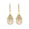 Pendientes de perlas de Corea del Sur para mujer, estilo retro francés, elegantes, de alta calidad, con gancho para la oreja, elegantes pendientes de abanico de diosa de ópalo para otoño e invierno.