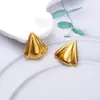 Pendientes Triangular de Pétalo Brillante de Venta Caliente Transfronteriza Europeos y Americanos para Mujer, Pendientes de Acero Inoxidable Chapado en Oro, Modernos, Sencillos y de Lujo Ligero