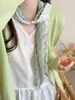 Lenço Colar de Pérolas com Renda de Bolinhas Estilo Primavera/Verão Feminino Toque de Luxo com Cabeça de Cinto Multifuncional Acessórios