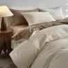 Qualidade A, seguro para bebês, algodão de fibra longa de Xinjiang, conjunto de cama de quatro peças escovado, estilo japonês, 100% algodão, capa de edredom jacquard tingido em fio, algodão puro espessado