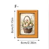 Marco de fotos magnético de madera de doble capa estilo bosque vintage de Pascua con pájaro sobre un huevo, imán para refrigerador, decoración del hogar