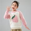 Suéter de Lana para Niñas Otoño e Invierno, Cuello Semi Alto, Bloques de Color Fresa Lindo Grueso, Suéter Base Cálido, Suéter de Cachemira