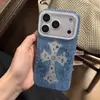 Funda para Teléfono Móvil Apple 17Promax Ins Coreana Cruzada Iphone16 Brillo 13 Patrón de Mezclilla 14P Dura 15