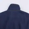 Jaqueta Casual Feminina Cor Sólida Lavada com Zíper Gola Alta Jeans Manga Longa Outono e Inverno Nova Transfronteiriça Europeia e Americana