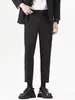 Calças de Vestir Masculinas de Verão com Caimento, Corte Reto Cropped, Moda Slim Fit Casual Tendência Versátil Longas