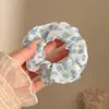 Scrunchie Floral Estilo Pastoral para Mulheres, Prendedor de Cabelo Doce Moda Coreana, Corda de Cabelo de Nicho de Alta Qualidade, Acessório de Cabelo para Rabo de Cavalo Baixo