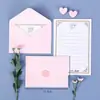 Conjunto de Envelope e Papel de Carta Rosa Flor de Cerejeira Rosa Espesso Toque de Luxo Estética Ins Fresco e Fofo Carta de Amor Caligrafia Confissão