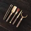 Juego de Seis Piezas para Ceremonia del Té, Juego de Té Kung Fu, Accesorios de Latón para Té, Pinzas para Té, Cuchillo para Té, Aguja para Té, Cepillo para Té, Tubo de Almacenamiento al por Mayor