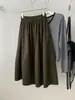 Falda de Pana Patchwork Vintage Línea A para Mujer, Otoño/Invierno 2026, Elegante Estilo Coreano, Falda Midi Petite