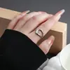 Anillo de Lava Plegado Minimalista de Alta Gama Transfronterizo de Acero Inoxidable Irregular Hueco con Forma de Hoja Anillo Abierto Joyería de Moda