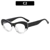 2022 nueva moda toma callejera forma cóncava gafas lisas mariposa retro ojo de gato ins marco de gafas con combinación de colores europea y americana marco grande