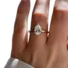 Anel Lodi Fronteiriço Hot Pera Diamante de Alto Carbono Feminino Moda Europeia e Americana Luxo Leve Flor de Gelo Cortada Anel de Zircônia