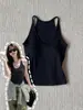 Camiseta sin mangas acanalada naranja de alta elasticidad para mujer, de verano con cuello en U, corte ajustado con copas en el pecho, camisola sexy versátil para usar sobre otras prendas