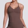 Camisola Lisa Transfronteiriça Costas Bonitas Push-Up de Alta Intensidade Respirável com Bojo Halter Roupa Fitness Roupa de Yoga para Mulheres