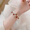 Pulseira Original Nova Estilo Chinês de Ágata Vermelha Natural do Sul e Pérola Shijia para Mulheres, Pulseira de Cristal de Luxo Leve com Toque de Alto Padrão