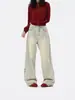 Jeans de Pierna Ancha con Parches Rayados Estilo Americano para Hombre, Nueva Marca de Tendencia de Primavera, Pantalones Rectos de Pierna Ancha Sueltos Lavados Vintage