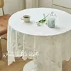 Toalha de Mesa de Renda em Estilo Vintage Off-White, Mesa de Centro Levemente Luxuosa, Gabinete de TV de Cabeceira, Capa Retangular à Prova de Poeira, Toalha de Mesa Redonda