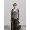 Suéter de punto holgado de bloques de color liso, nuevo diseño de otoño para mujer, suéter de punto ajustado 25753