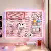 Tablero perforado rosa para niñas, no requiere taladro, se puede montar en la pared, ensamblaje DIY para paredes de dormitorio, escritorio, estante de exhibición de juguetes y figuras de moda
