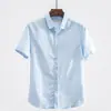 Verão estilo japonês casual quadrado colarinho linho manga curta camisa masculina fino respirável solto plus size algodão linho camisa branca