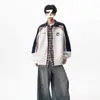 Jaqueta Esportiva Raglan Artística Estilo Hong Kong para Homens, Cardigan de Outono, Jaqueta Juvenil Gola Alta Estilo Americano para Homens