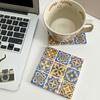 Posavasos de corcho con relieve 3D cuadrado, antideslizante, estilo europeo y americano, estilo vintage para café y té.