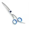 Tijeras de belleza para mascotas, corte de pelo, tijeras curvas de boca de pez, herramienta para cortar pelo de perros y gatos, tratamiento de superficie brillante