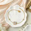 Pulsera de Trébol de Cuatro Hojas de la Suerte con Circonita en Stock Acero de Titanio No se Desvanece Exquisito Accesorio de Nicho para Mujer Pulsera