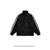Chaqueta Retro Americana de Tres Rayas con Cuello Alto para Hombre, Chaqueta Holgada de Marca de Moda Otoñal con Cremallera Doble, Abrigo Cárdigan para Pareja