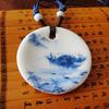 Estilo Étnico Colgante Antiguo Cerámica de Jingdezhen Cadena para Clavícula Cadena de Suéter Joyas para Pareja Estudiante