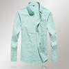 Camisa Masculina de Manga Comprida Exportação Verão Multicolorida Cor Pura Camisa Cardigan Gola Quadrada Tecido Oxford Casual Camisa Masculina de Algodão