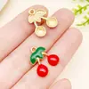Mezcla 20 Colgantes de Fruta Cereza con Goteo de Aceite Estéreo de Aleación de Zinc para Pulsera, Collar, Pendientes DIY, Accesorios de Joyería