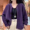 Cardigan de Tricô Moda Vintage Novo Primavera e Outono para Mulheres, Casaco Suéter Casual de Gola Redonda Solto Jovem para Mulheres