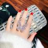 Anillo redondo de circonita galvanizada en oro real con diseño creativo de nicho para el dedo índice, pulsera de lujo ligera y de alta calidad para mujer