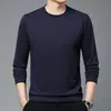 Camiseta de Manga Larga para Hombre 2024, Nueva Otoño/Invierno, Cuello Redondo, Casual, Moderna, Versátil, Camiseta Base
