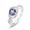 Anillo de alejandrita cultivada con ondas de deseo transfronterizo, ligero, de lujo, de plata de ley 925, con un toque premium.