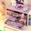 Jiugongge caja de almacenamiento cajón de escritorio caja de almacenamiento lindo estudiante escritorio portalápices niña niños transparente