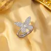[Acero de Titanio] Collar de Mariposa con Diamantes Completos de Lujo Ligero para Mujer Acero Inoxidable Nuevo Nicho Gama Alta Cobre Incrustado Conjunto de Joyería de Circonio
