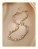 Collar de Perlas de Agua Dulce Rosa-Morado para Mujer, Pulsera Ajustable de Amatista Dulce y Lujosa, Collar de Lujo de Nicho