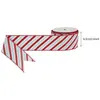 Cinta de lino sintético con borde de alambre en stock para decoración navideña, lámina dorada y plateada impresa con purpurina, para hacer guirnaldas y moños
